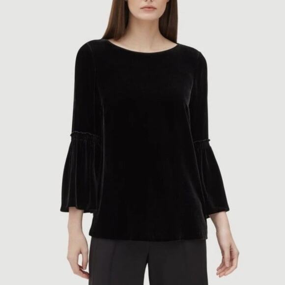 Lafayette 148 New York Roslin velvet Bell 3/4 sleeve blouse Women's size L - Picture 1 of 12